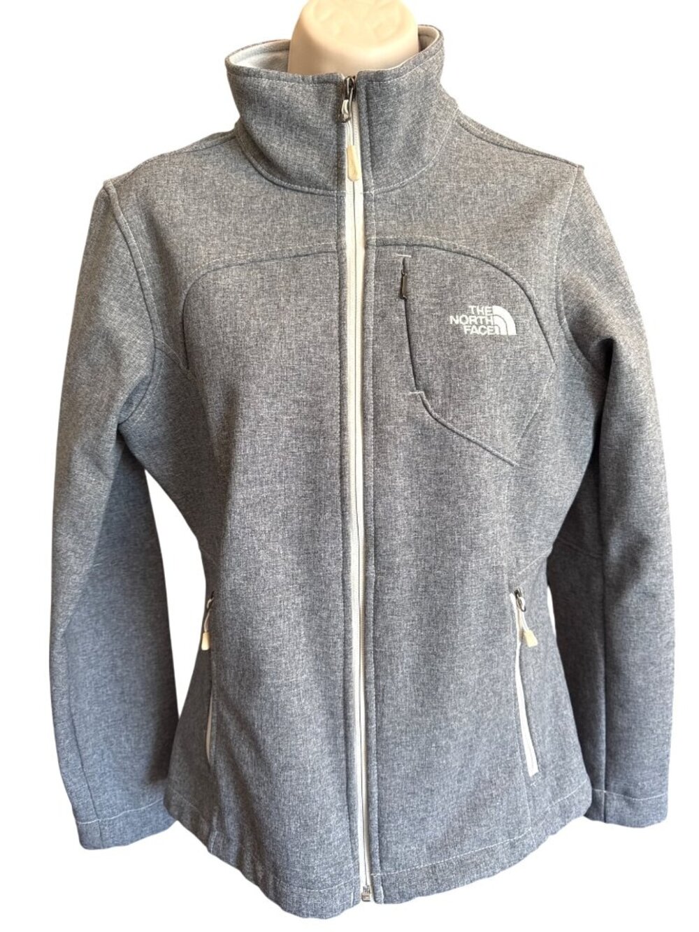 The North Face Womens Heather Gray Apex Bionic Softshell Fleece Lined Jacket S